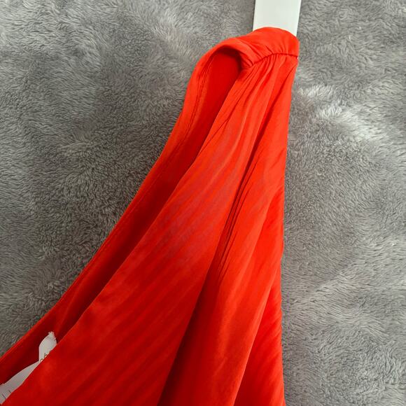 House of Harlow Dress Women L Orange Satin Pleated Wedding Guest Grecian Formal - Picture 9 of 16